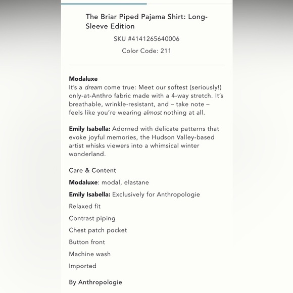 NWT new medium Anthropologie briar piped pajama top button down Holly green teal - Picture 4 of 17